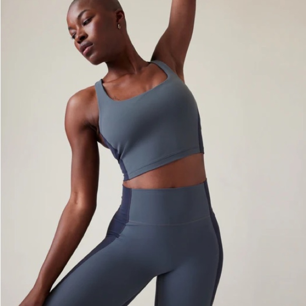 Athleta Transcend Scoop Longline Bra A-C Granite Blue
